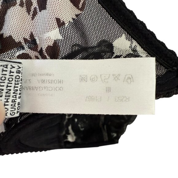 Dolce Gabbana VTG Vintage Black White Bla Thong Set floral unlined Medium Size 3 - Picture 14 of 16